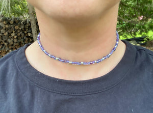Choker Necklace - Purple Iris & Silver