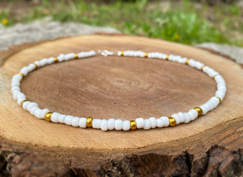 Choker Necklace - White & Gold