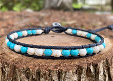 Load image into Gallery viewer, Anklet - Turquoise/White Howlite (Black)