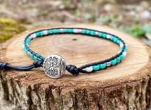 Load image into Gallery viewer, Anklet - Turquoise &amp; White/Silver (Black)