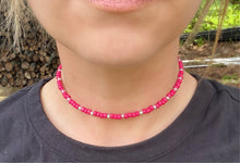 Load image into Gallery viewer, Choker Necklace - Hot Pink &amp; Silver