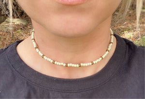 Choker Necklace - Matte Ivory & Bronze