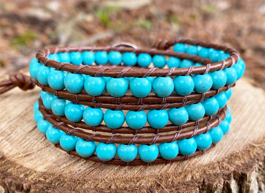 3x Wrap - Turquoise Howlite (Brown)