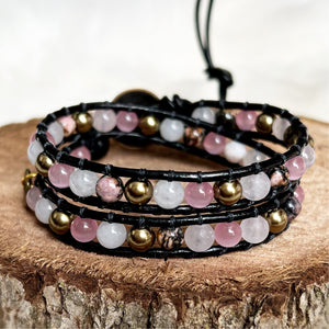 2x Wrap - Pink & Bronze Pearls