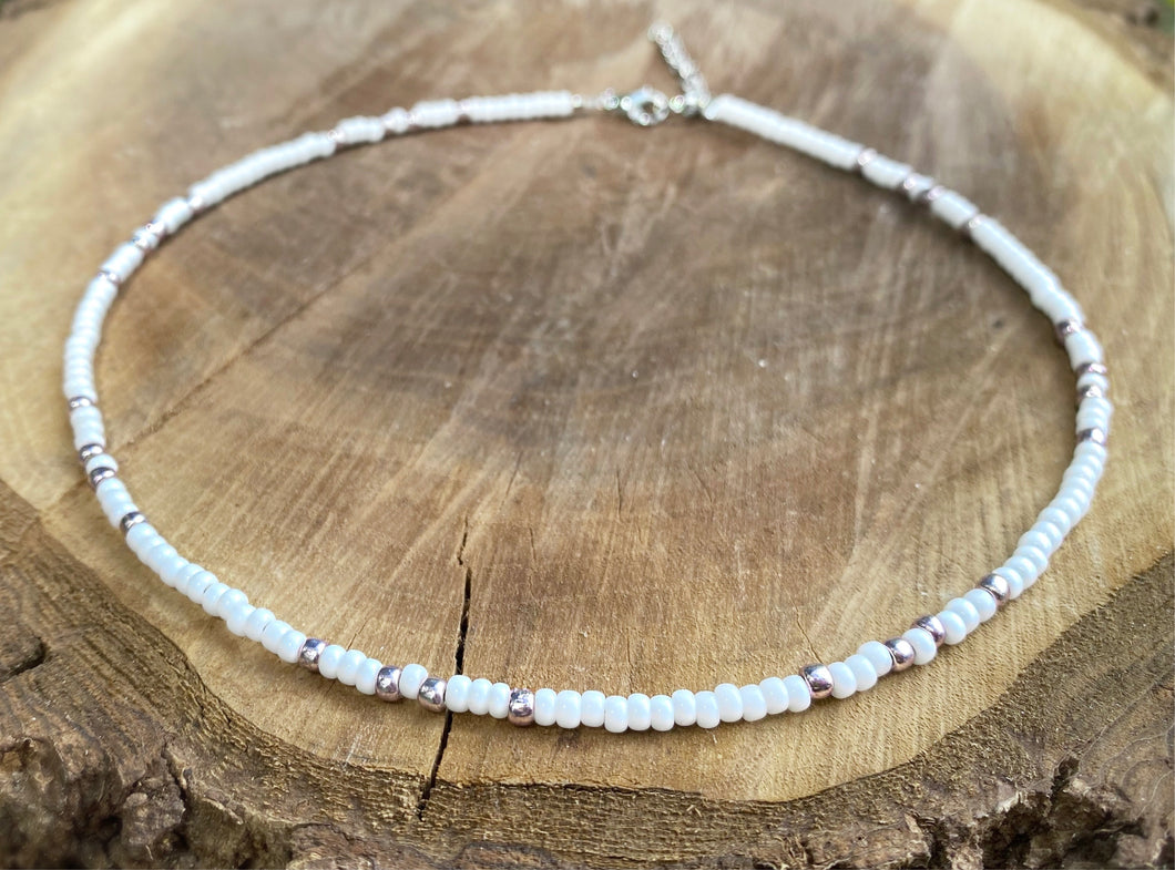 Choker Necklace - White w/ Rose Gold