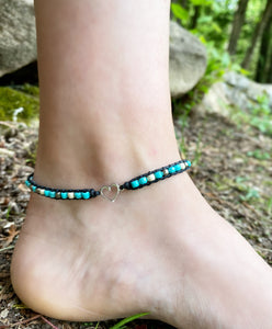Anklet - Silver Heart Shambala (Turquoise/Silver)