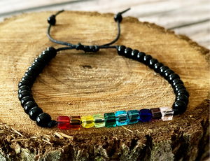 Singlet (bracelet) - Rainbow Crystal Cubes (Black)