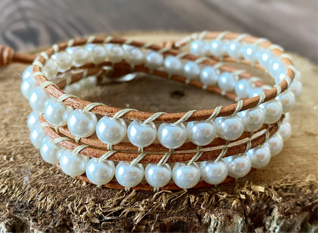 2x Wrap - White Pearls (Tan)